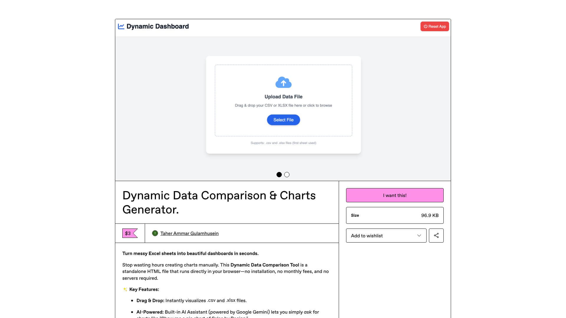 Dynamic Data Comparison Tool screenshot