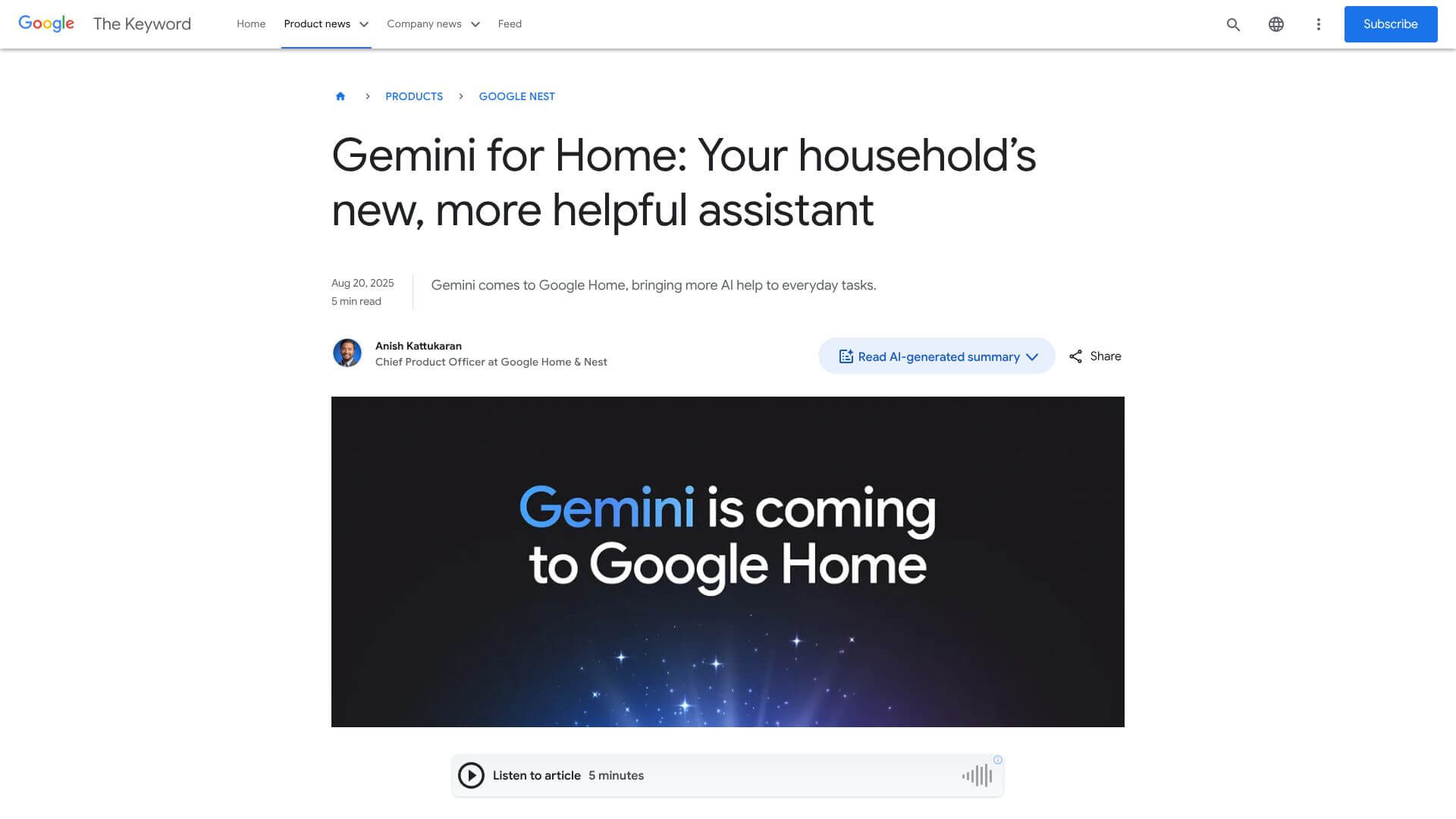 Gemini for home screenshot